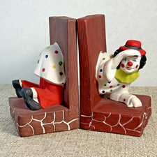 VINTAGE Clown Bookends Painted