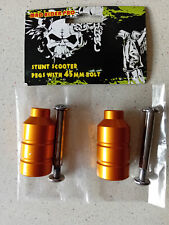 Scooter Stunt Pegs Nuts Hardened Steel Axle Bolts Gold 45mm Pair Mad Rider Pro