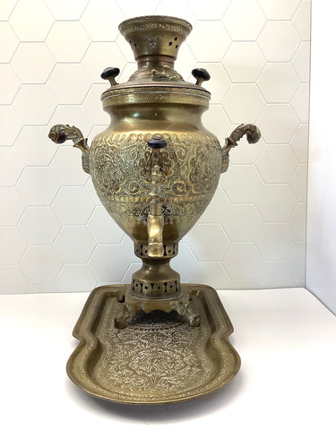 Brass samovar water tea boiler - water,