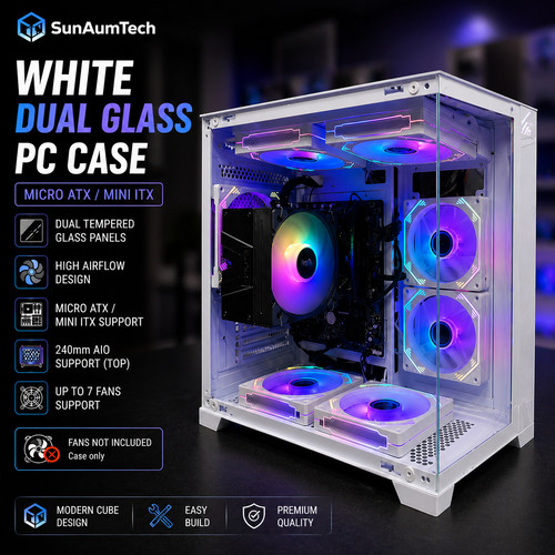 Micro atx case white - pc, /