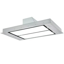 Cookology 110 cm Ceiling Cooker Hood with White Glass Panel - CEI1100WGP