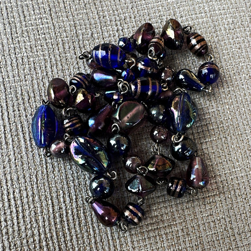 Vintage iridescent glass bead - glass,