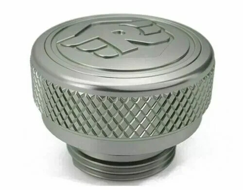 Silver machined oil filler cap - oil,