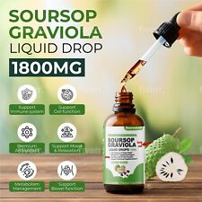 100% Pure Graviola Soursop Liquid Drops 1800mg Fruit & Leaf Herbal Extract 60ml