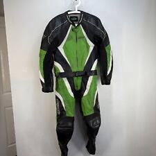 RK Sports 2 Piece Leathers Suit in Kawasaki Green/Black UK size 44 Race Leather
