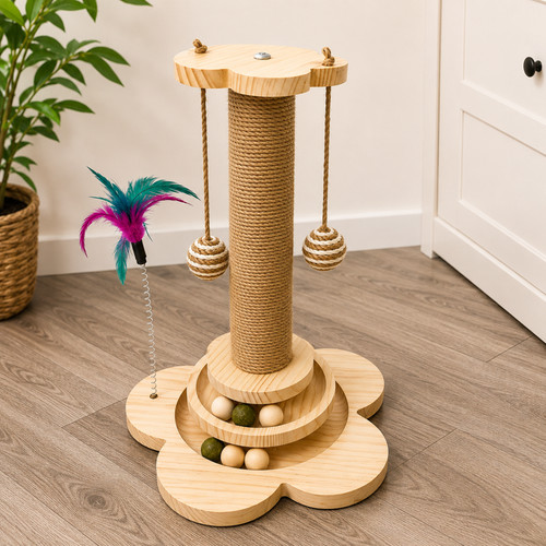 Cat scratching post with - cat,