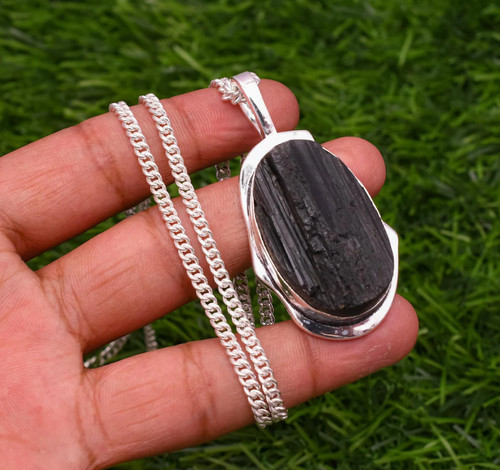 Black tourmaline rough - black,