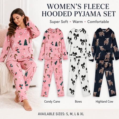 Women fleece hooded pyjama - fleece,
