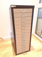 Triumph Metal 15 Drawer Unit Filing Cabinet Brown / Beige Vintage Retro Good Con