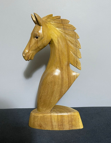 Hand carved wooden horse head - hand,