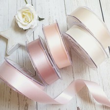 Blush Nude Satin Ribbon. Wedding Stationery Invites Bouquet Nursery Rose Gold