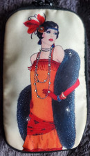 CLINTONS MULTI-USE POUCH PURSE / WITH STRAP ART DECO LADY / FLAPPER GIRL