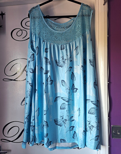 Blue floral lace yoke - blue,