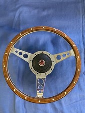 MG 13” FLAT  WOODEN STEERING WHEEL POLISHED SPOKES 08 BOS MGB / MIDGET 1962-69