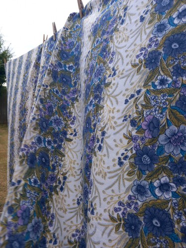 Vintage 1970s blue floral - vintage,