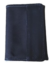 Mens NEXT Trifold Black Leather & Canvas Wallet Zip Pocket