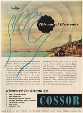 ELECTRONICS ADVERT. Cossor. Radio radar TV controls cathode ray tubes 1951