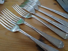 6 x Vintage RYALS EPNS Forks 6.75" with scalloped shape on handle