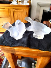 LALIQUE PAIR SPARROW FIGURINES