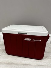 Vintage Coleman Polylite 28 Maroon/White Cooler Made In USA
