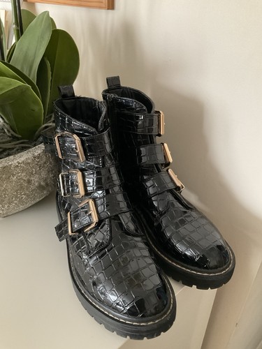 New look black patent mock - patent,