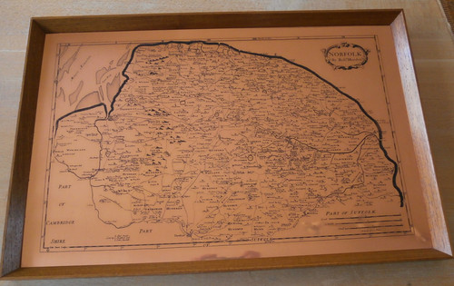 Vintage copper etched - map, of