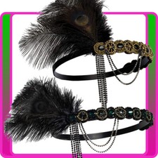 1920s Headband Black Feather
