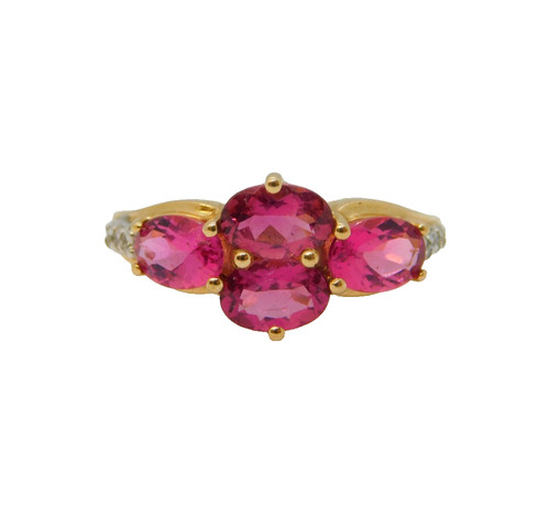 10ct yellow gold - rubellite, &