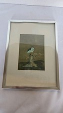Vintage Chokin art Style Yoshinobu Hara Style Owl On Tree Branch Framed Print