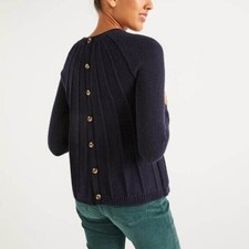 BODEN phoebe button back crew