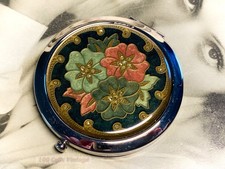 Green silver enameled floral