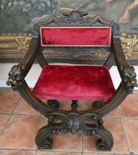 CHAIR OAK CARVED BOARS HEADS