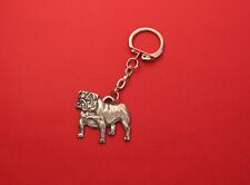 English Bulldog Pewter Keyring Bulldog Keychain Pet Dog Collectable Dog Charm