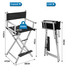 Directors Chair Folding Makeup Artist Chair Aluminium Alloy Frame 55x45x114cm