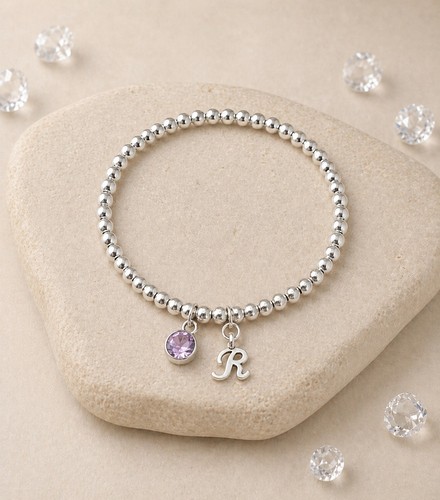 June birthstone and - birthstone, initial