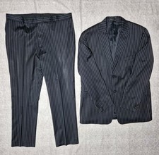 Lanificio F.Lii Cerruti Dal 1881 Wool Suit Mens 46 (46") W40 L32 Black Striped
