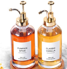 1x500mlGold Glass Coffee Dispenser Pump Bottle Reusable Syrup Container for Home