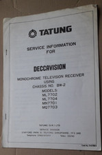 Tatung  Deccavision TV ML7702,ML7704,MN7701,MQ7703 Chassis BW-2 Service Info