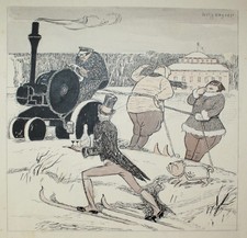 Wolfgang Wagner Bulldog Tractor Car Automobile Skiing Drawing 1926