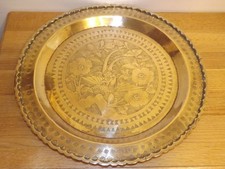19th Early 20thC. Chinese Hand Engraved Brass Tray/Charger With Raised Boarder .