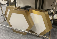 Unusual Art Deco Style Gold Hexagonal Wall / Ceiling Lights H48cm W54cm D10cm