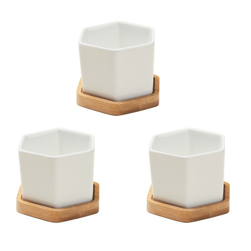 Ceramic hexagon plant pots set - hexagon,