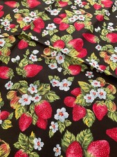 Vintage 'Country Orchard' Fabri-Quilt Cotton Strawberry Design Rare Crafts