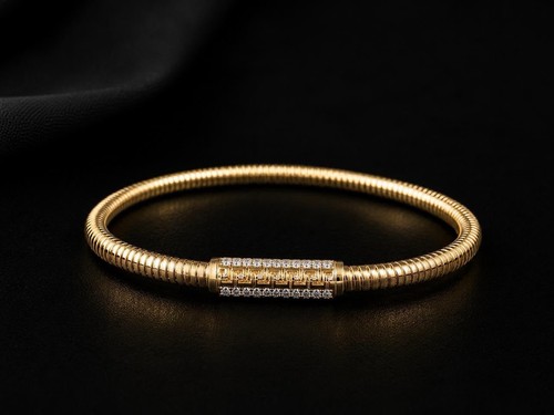 Gold tone crystal - tone, tube