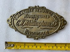 ANTIQUE C H WHITTINGHAM BIRMINGHAM BRASS SAFE PLATE PLAQUE RARE VINTAGE UNUSUAL