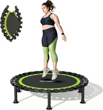 Foldable Mini Trampoline 40" Rebounder Exercise Green AUCTION Compact Premium