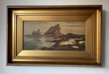 Original Antique Victoian Scottish Seascape Oil On Canvas Painting