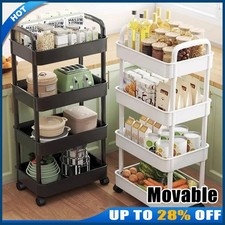 4 Tier Storage Trolley Cart on Wheels Kitchen Bathroom Laundry Narrow Space Rack