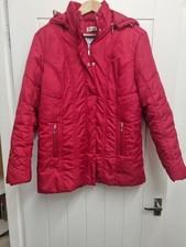 Damart Ladies Red Quilted Hooded Jacket size 14/16