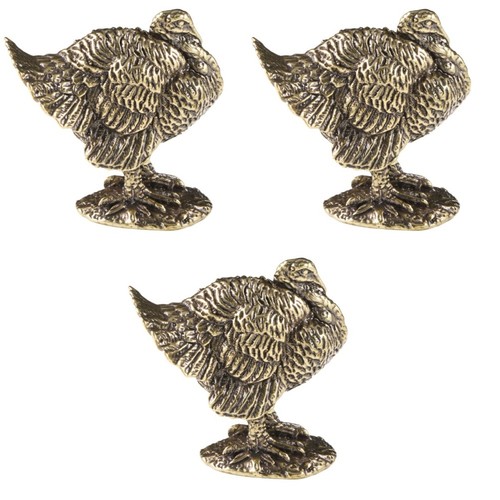 3pcs brass turkey figurines - 3pcs,